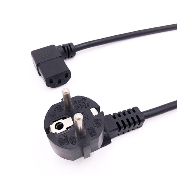 European 3pin Schuko plug to AC Power Cord - right angle